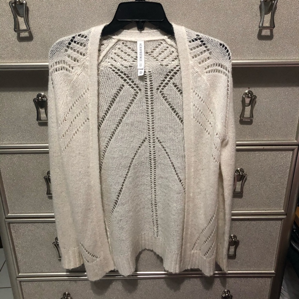 Aeropostale Cream Knit Cardigan Sweater
